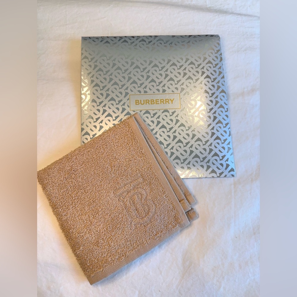 Authentic Burberry Beauty Beige Hand Towel with Monogram & Original Gift Box